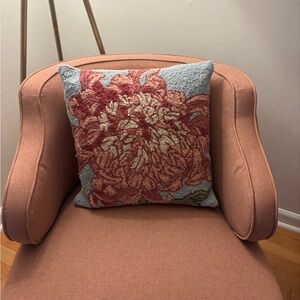 Pink and blue floral accent pillow